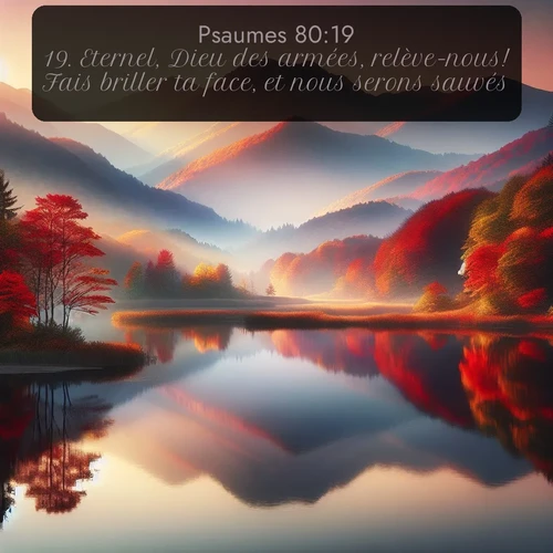 Segond Psaumes  ; image nature: image avec le verset biblique :Eternel, Dieu des armées, relève-nous! Fais briller ta face, et nous serons sauvés! ;  ; 80:19