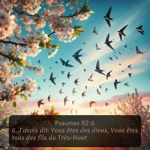 Segond Psaumes  ; image nature: image avec le verset biblique :J&#039;avais dit: Vous êtes des dieux, Vous êtes tous des fils du Très-Haut. ;  ; 82:6