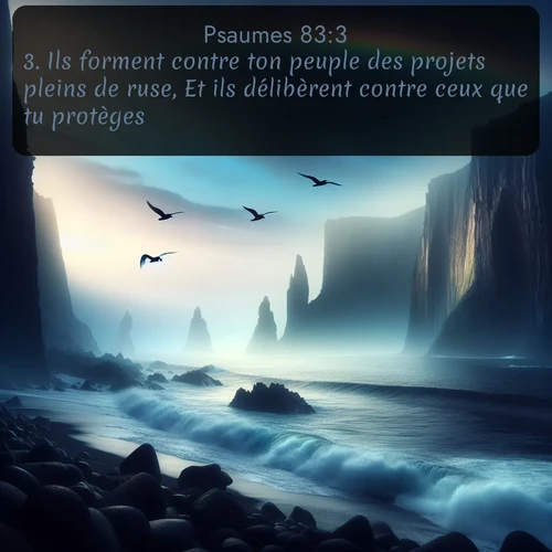 Segond Psaumes  ; image nature: image avec le verset biblique :Ils forment contre ton peuple des projets pleins de ruse, Et ils délibèrent contre ceux que tu protèges. ;  ; 83:3