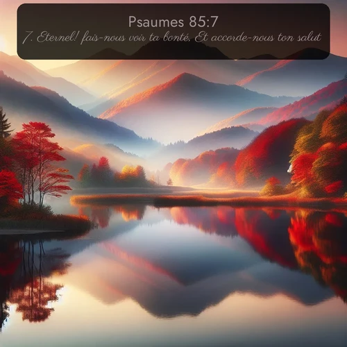 Segond Psaumes  ; image nature: image avec le verset biblique :Eternel! fais-nous voir ta bonté, Et accorde-nous ton salut! ;  ; 85:7