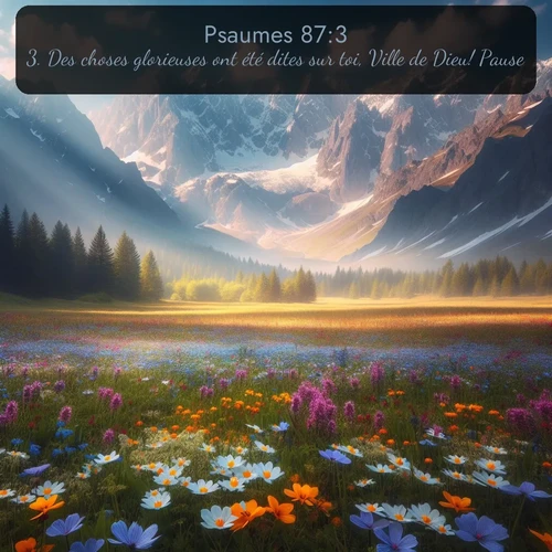 Segond Psaumes  ; image nature: image avec le verset biblique :Des choses glorieuses ont été dites sur toi, Ville de Dieu! Pause. ;  ; 87:3