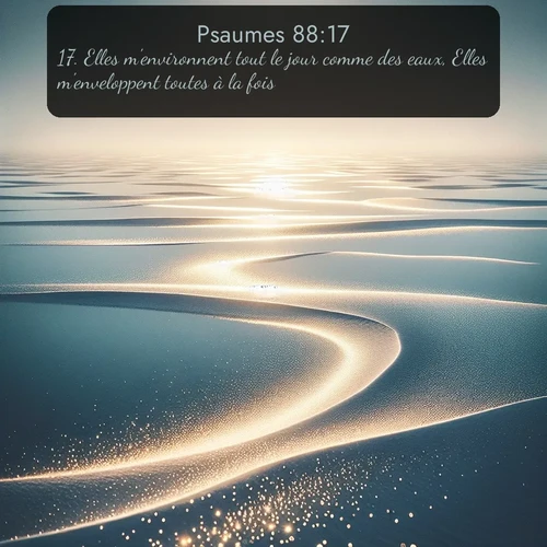 Segond Psaumes  ; image nature: image avec le verset biblique :Elles m&#039;environnent tout le jour comme des eaux, Elles m&#039;enveloppent toutes à la fois. ;  ; 88:17
