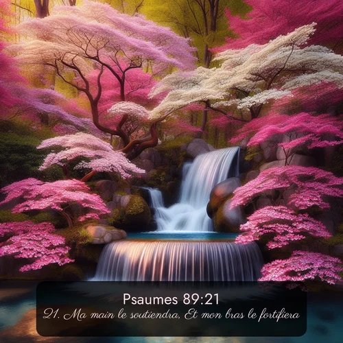 Segond Psaumes  ; image nature: image avec le verset biblique :Ma main le soutiendra, Et mon bras le fortifiera. ;  ; 89:21