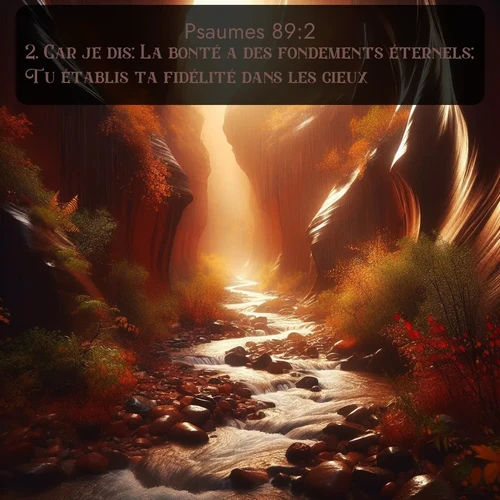 Segond Psaumes  ; image nature: image avec le verset biblique :Car je dis: La bonté a des fondements éternels; Tu établis ta fidélité dans les cieux. ;  ; 89:2