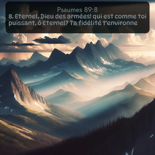 Segond Psaumes  ; image nature: image avec le verset biblique :Eternel, Dieu des armées! qui est comme toi puissant, ô Eternel? Ta fidélité t&#039;environne. ;  ; 89:8