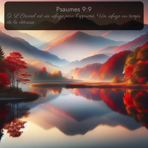 Segond Psaumes  ; image nature: image avec le verset biblique :L&#039;Eternel est un refuge pour l&#039;opprimé, Un refuge au temps de la détresse. ;  ; 9:9