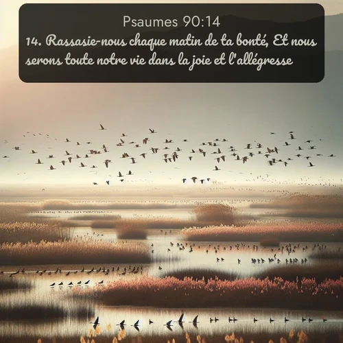 Segond Psaumes  ; image nature: image avec le verset biblique :Rassasie-nous chaque matin de ta bonté, Et nous serons toute notre vie dans la joie et l&#039;allégresse. ;  ; 90:14