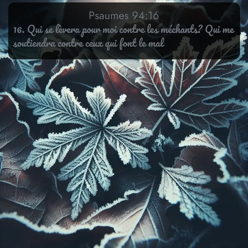 Segond Psaumes  ; image nature: image avec le verset biblique :Qui se lèvera pour moi contre les méchants? Qui me soutiendra contre ceux qui font le mal? ;  ; 94:16