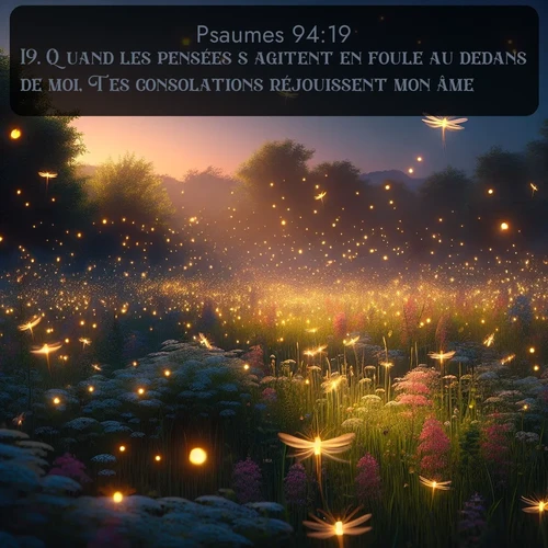 Segond Psaumes  ; image nature: image avec le verset biblique :Quand les pensées s&#039;agitent en foule au dedans de moi, Tes consolations réjouissent mon âme. ;  ; 94:19