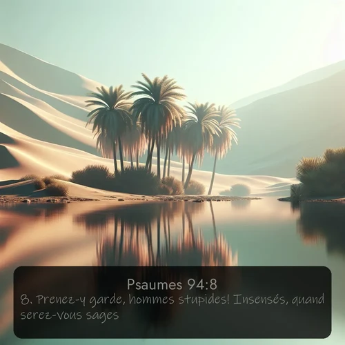Segond Psaumes  ; image nature: image avec le verset biblique :Prenez-y garde, hommes stupides! Insensés, quand serez-vous sages? ;  ; 94:8