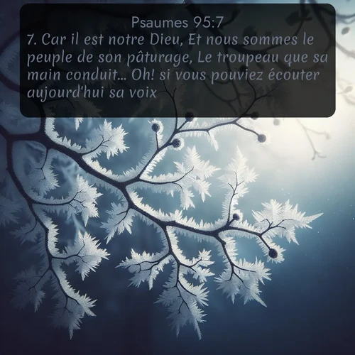Segond Psaumes  ; image nature: image avec le verset biblique :Car il est notre Dieu, Et nous sommes le peuple de son pâturage, Le troupeau que sa main conduit... Oh! si vous pouviez écouter aujourd&#039;hui sa voix! ;  ; 95:7