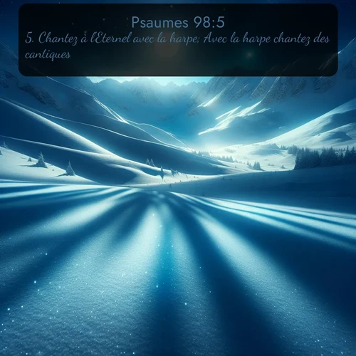 Segond Psaumes  ; image nature: image avec le verset biblique :Chantez à l&#039;Eternel avec la harpe; Avec la harpe chantez des cantiques! ;  ; 98:5