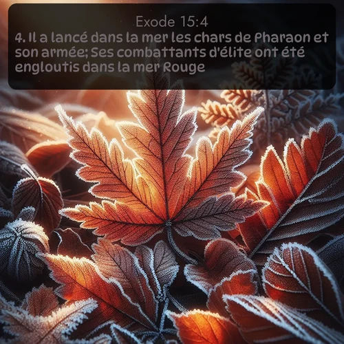 Segond Exode  ; image nature: image avec le verset biblique :Il a lancé dans la mer les chars de Pharaon et son armée; Ses combattants d&#039;élite ont été engloutis dans la mer Rouge. ;  ; 15:4