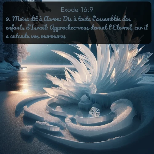 Segond Exode  ; image nature: image avec le verset biblique :Moïse dit à Aaron: Dis à toute l&#039;assemblée des enfants d&#039;Israël: Approchez-vous devant l&#039;Eternel, car il a entendu vos murmures. ;  ; 16:9