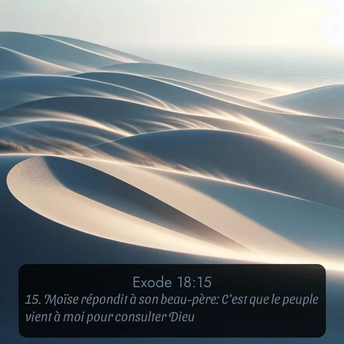Segond Exode  ; image nature: image avec le verset biblique :Moïse répondit à son beau-père: C&#039;est que le peuple vient à moi pour consulter Dieu. ;  ; 18:15