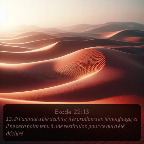 Segond Exode  ; image nature: image avec le verset biblique :Si l&#039;animal a été déchiré, il le produira en témoignage, et il ne sera point tenu à une restitution pour ce qui a été déchiré. ;  ; 22:13
