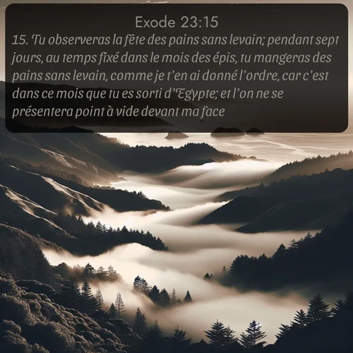 Segond Exode  ; image nature: image avec le verset biblique :Tu observeras la fête des pains sans levain; pendant sept jours, au temps fixé dans le mois des épis, tu mangeras des pains sans levain, comme je t&#039;en ai donné l&#039;ordre, car c&#039;est dans ce mois que tu es sorti d&#039;Egypte; et l&#039;on ne se présentera point à vide devant ma face. ;  ; 23:15