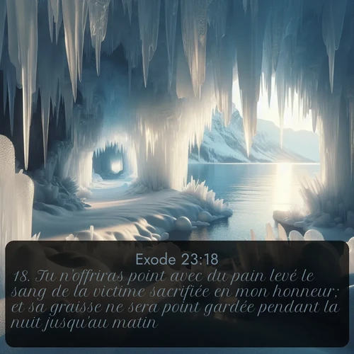 Segond Exode  ; image nature: image avec le verset biblique :Tu n&#039;offriras point avec du pain levé le sang de la victime sacrifiée en mon honneur; et sa graisse ne sera point gardée pendant la nuit jusqu&#039;au matin. ;  ; 23:18
