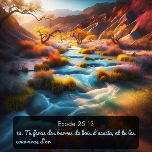 Segond Exode  ; image nature: image avec le verset biblique :Tu feras des barres de bois d&#039;acacia, et tu les couvriras d&#039;or. ;  ; 25:13
