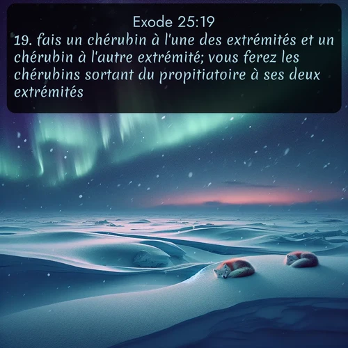 Segond Exode  ; image nature: image avec le verset biblique :fais un chérubin à l&#039;une des extrémités et un chérubin à l&#039;autre extrémité; vous ferez les chérubins sortant du propitiatoire à ses deux extrémités. ;  ; 25:19