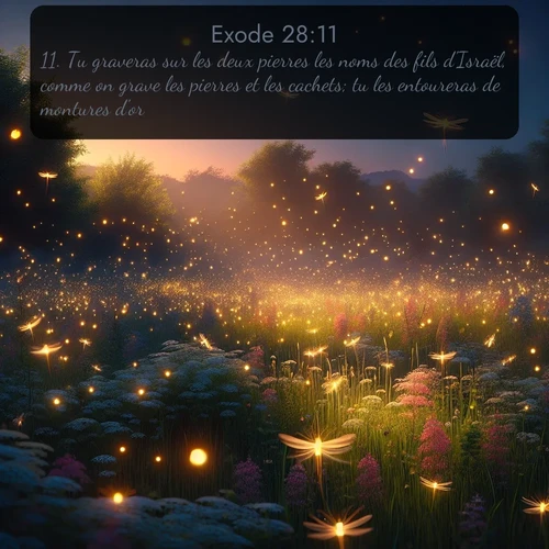 Segond Exode  ; image nature: image avec le verset biblique :Tu graveras sur les deux pierres les noms des fils d&#039;Israël, comme on grave les pierres et les cachets; tu les entoureras de montures d&#039;or. ;  ; 28:11