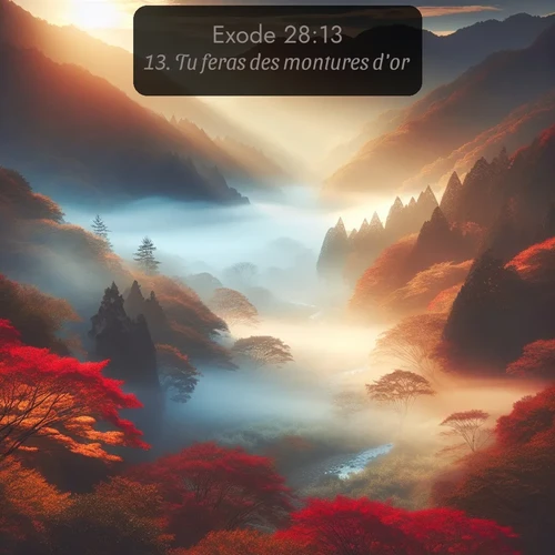 Segond Exode  ; image nature: image avec le verset biblique :Tu feras des montures d&#039;or, ;  ; 28:13