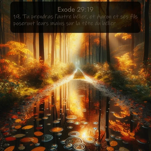Segond Exode  ; image nature: image avec le verset biblique :Tu prendras l&#039;autre bélier, et Aaron et ses fils poseront leurs mains sur la tête du bélier. ;  ; 29:19