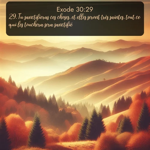 Segond Exode  ; image nature: image avec le verset biblique :Tu sanctifieras ces choses, et elles seront très saintes, tout ce qui les touchera sera sanctifié. ;  ; 30:29