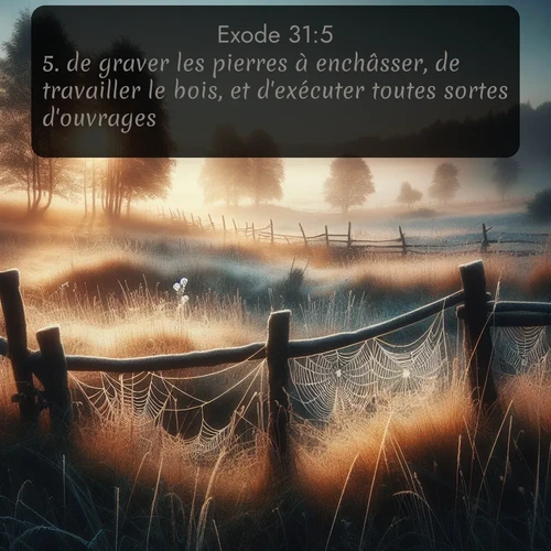 Segond Exode  ; image nature: image avec le verset biblique :de graver les pierres à enchâsser, de travailler le bois, et d&#039;exécuter toutes sortes d&#039;ouvrages. ;  ; 31:5