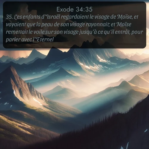 Segond Exode  ; image nature: image avec le verset biblique :Les enfants d&#039;Israël regardaient le visage de Moïse, et voyaient que la peau de son visage rayonnait; et Moïse remettait le voile sur son visage jusqu&#039;à ce qu&#039;il entrât, pour parler avec l&#039;Eternel. ;  ; 34:35