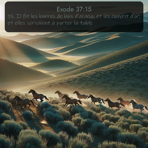Segond Exode  ; image nature: image avec le verset biblique :Il fit les barres de bois d&#039;acacia, et les couvrit d&#039;or; et elles servaient à porter la table. ;  ; 37:15