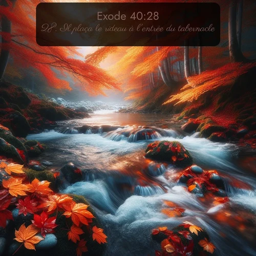 Segond Exode  ; image nature: image avec le verset biblique :Il plaça le rideau à l&#039;entrée du tabernacle. ;  ; 40:28