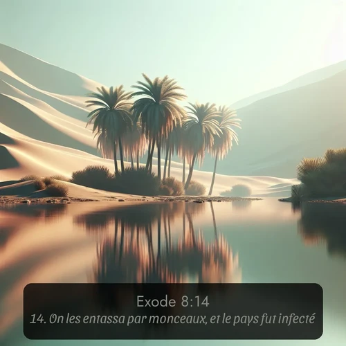 Segond Exode  ; image nature: image avec le verset biblique :On les entassa par monceaux, et le pays fut infecté. ;  ; 8:14