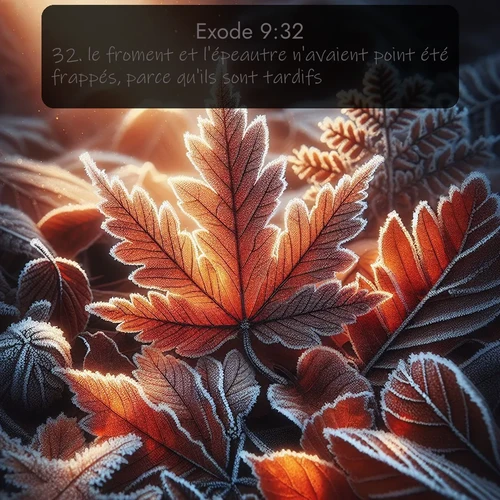Segond Exode  ; image nature: image avec le verset biblique :le froment et l&#039;épeautre n&#039;avaient point été frappés, parce qu&#039;ils sont tardifs. ;  ; 9:32