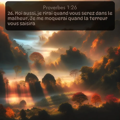 Segond Proverbes  ; image nature: image avec le verset biblique :Moi aussi, je rirai quand vous serez dans le malheur, Je me moquerai quand la terreur vous saisira, ;  ; 1:26