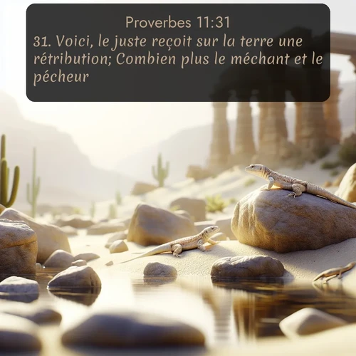 Segond Proverbes  ; image nature: image avec le verset biblique :Voici, le juste reçoit sur la terre une rétribution; Combien plus le méchant et le pécheur! ;  ; 11:31