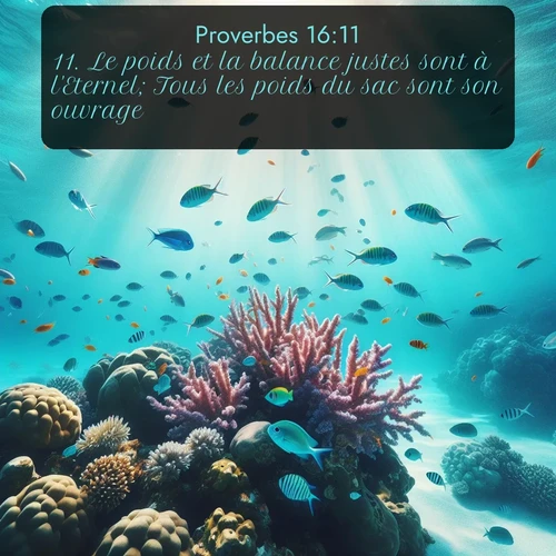 Segond Proverbes  ; image nature: image avec le verset biblique :Le poids et la balance justes sont à l&#039;Eternel; Tous les poids du sac sont son ouvrage. ;  ; 16:11