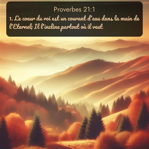Segond Proverbes  ; image nature: image avec le verset biblique :Le coeur du roi est un courant d&#039;eau dans la main de l&#039;Eternel; Il l&#039;incline partout où il veut. ;  ; 21:1