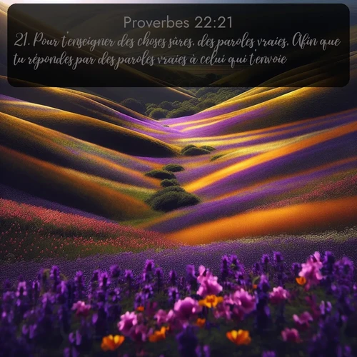 Segond Proverbes  ; image nature: image avec le verset biblique :Pour t&#039;enseigner des choses sûres, des paroles vraies, Afin que tu répondes par des paroles vraies à celui qui t&#039;envoie? ;  ; 22:21