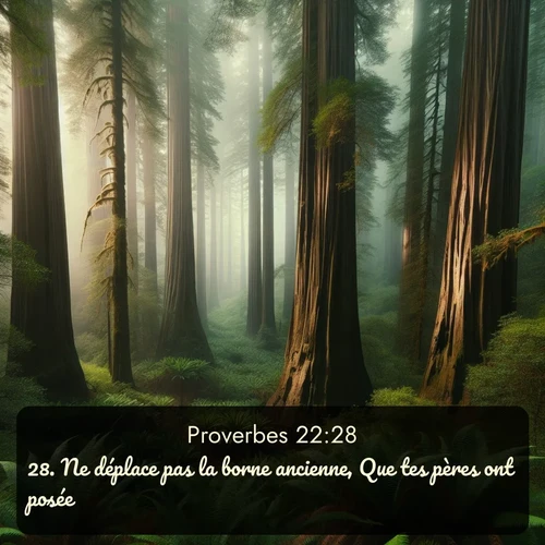 Segond Proverbes  ; image nature: image avec le verset biblique :Ne déplace pas la borne ancienne, Que tes pères ont posée. ;  ; 22:28