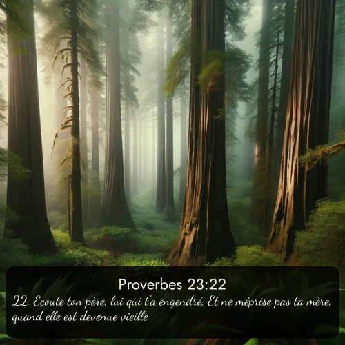 Segond Proverbes  ; image nature: image avec le verset biblique :Ecoute ton père, lui qui t&#039;a engendré, Et ne méprise pas ta mère, quand elle est devenue vieille. ;  ; 23:22