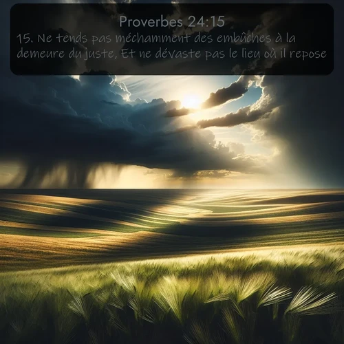 Segond Proverbes  ; image nature: image avec le verset biblique :Ne tends pas méchamment des embûches à la demeure du juste, Et ne dévaste pas le lieu où il repose; ;  ; 24:15
