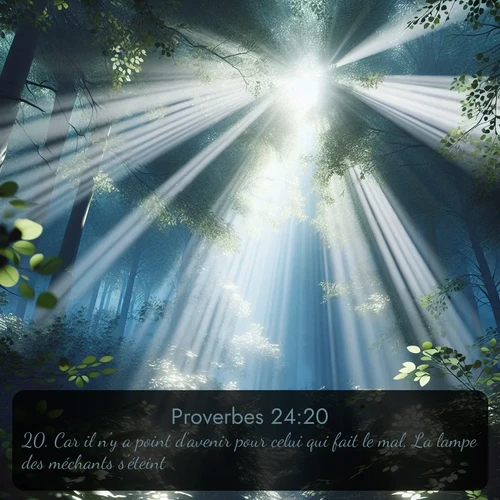 Segond Proverbes  ; image nature: image avec le verset biblique :Car il n&#039;y a point d&#039;avenir pour celui qui fait le mal, La lampe des méchants s&#039;éteint. ;  ; 24:20