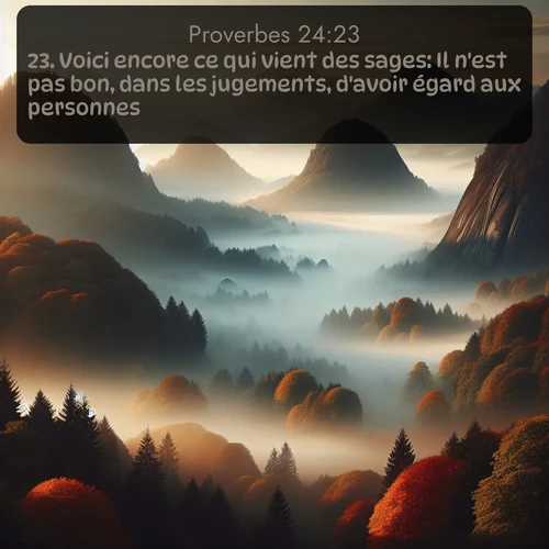 Segond Proverbes  ; image nature: image avec le verset biblique :Voici encore ce qui vient des sages: Il n&#039;est pas bon, dans les jugements, d&#039;avoir égard aux personnes. ;  ; 24:23