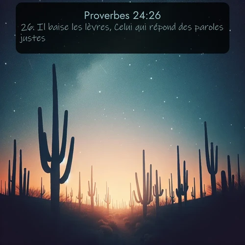 Segond Proverbes  ; image nature: image avec le verset biblique :Il baise les lèvres, Celui qui répond des paroles justes. ;  ; 24:26