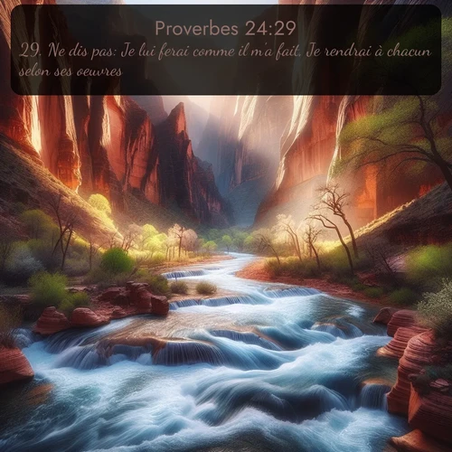Segond Proverbes  ; image nature: image avec le verset biblique :Ne dis pas: Je lui ferai comme il m&#039;a fait, Je rendrai à chacun selon ses oeuvres. ;  ; 24:29