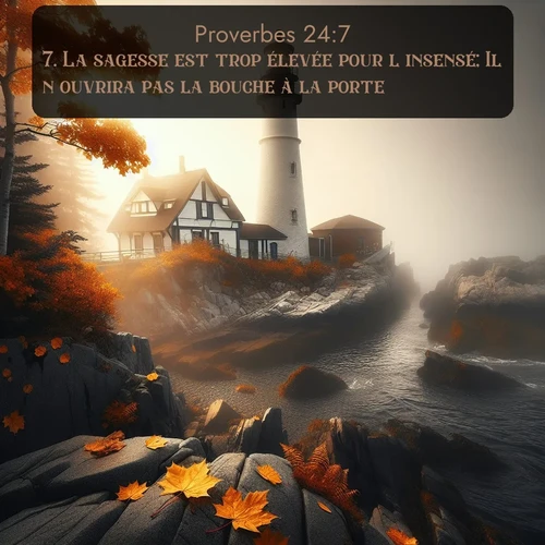 Segond Proverbes  ; image nature: image avec le verset biblique :La sagesse est trop élevée pour l&#039;insensé; Il n&#039;ouvrira pas la bouche à la porte. ;  ; 24:7