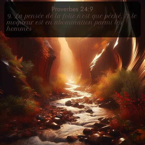 Segond Proverbes  ; image nature: image avec le verset biblique :La pensée de la folie n&#039;est que péché, Et le moqueur est en abomination parmi les hommes. ;  ; 24:9