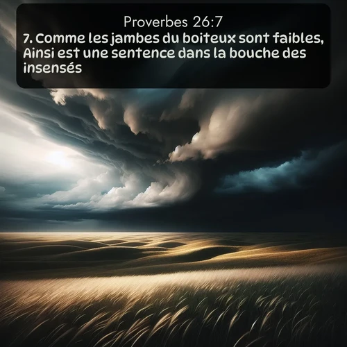 Segond Proverbes  ; image nature: image avec le verset biblique :Comme les jambes du boiteux sont faibles, Ainsi est une sentence dans la bouche des insensés. ;  ; 26:7