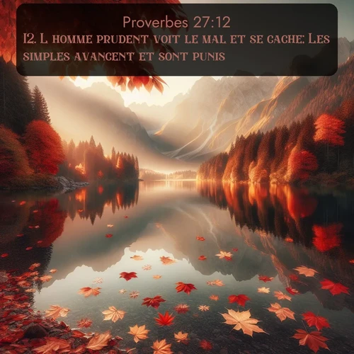 Segond Proverbes  ; image nature: image avec le verset biblique :L&#039;homme prudent voit le mal et se cache; Les simples avancent et sont punis. ;  ; 27:12